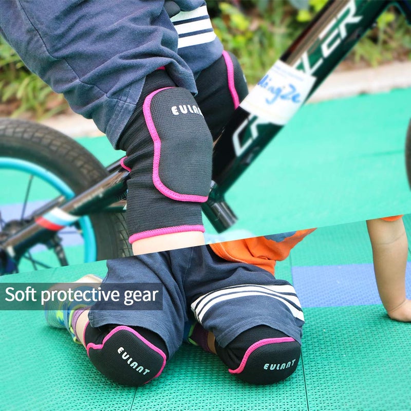 EULANT Sborter Knee Pads for Kids Junior Youth, for Biking,Volleyball,Basketball,Football,Skating,Dancing, 1 Pair,S Black/Rose - Image 3